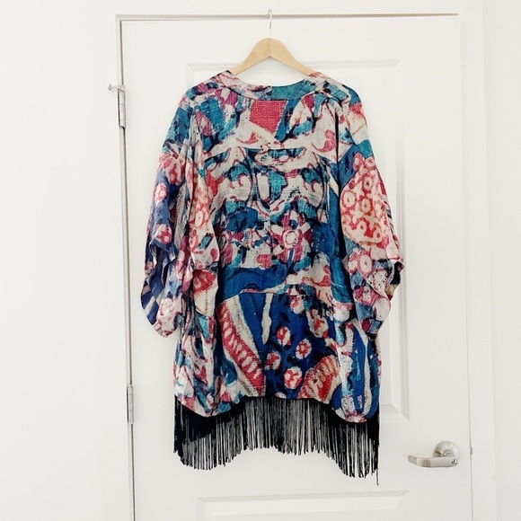Figue Nomad Silk Patterned Fringe Kimono - Picture 4 of 9